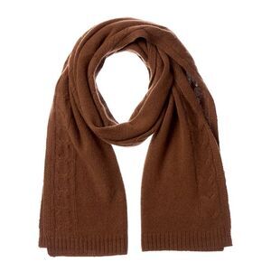 Bruno Magli Cable Border Cashmere Scarf, Brown